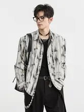 廃墟スタイルのチェック柄ジャケット【肩パッド・ショート丈・ゆったりシルエット】