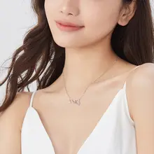 微細なジルコニアのダブルリングネックレス【女性用・デリケートなデザイン・ロックボーンチェーン】