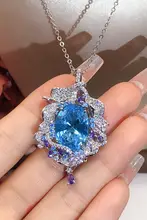 洗練された海洋ブルーダイヤモンドペンダントネックレス【煌めくデザイン・女性用】