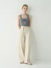 レトロなツイストデザイン ハイウエストバナナデニムパンツ【ゆったりシルエット・スリム効果】