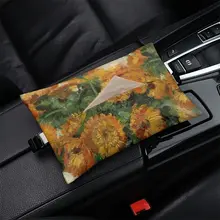 ヴァン・ゴッホ風 フラワーデザイン 車載ティッシュボックス【ハンドル用・ユニバーサルフィット】