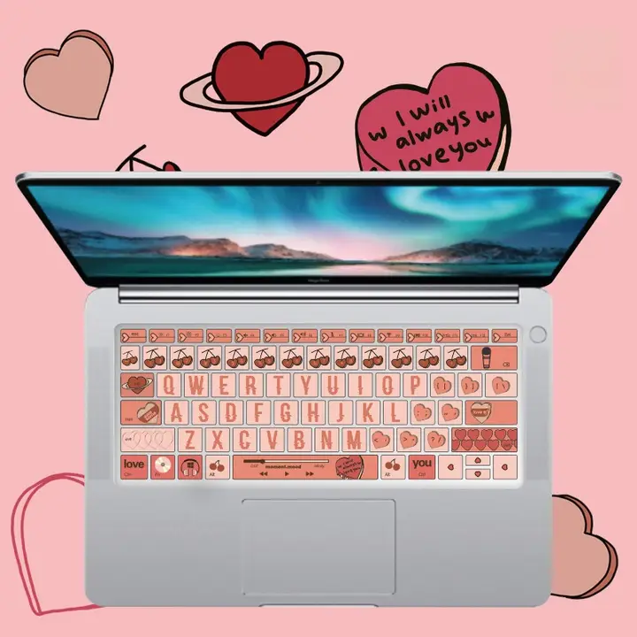 華為用キーボードカバー【MagicBook14/MateBook13/15対応・ハート柄】
