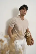 冷感メッシュ Vネックポロシャツ 男性 夏用 ニット クール