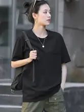 黒色 レディース 夏用 ゆったりコットンTシャツ【短袖・大サイズ・カジュアル】