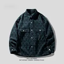 秋用 メンズデニムシャツ【全体柄・ゆったりシルエット・長袖】