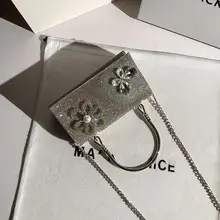 ミニバッグ ハンドバッグ レディース スクエア ラインストーン フラワーモチーフ 上品 甘め 着回し おしゃれ 「MackJanice」