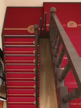 赤い皮革製滑り止め階段マット【洗える・防音・階段用】