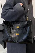 高級感ある通勤用大容量クロコダイルパターンレディースバッグ【ショルダー＆トートバッグ】