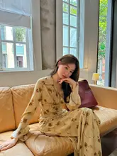 ワンピース ワンピースタイプ 女性向け プリントデザイン 韓国スタイル ロングドレス シェイプアップ