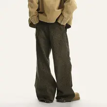 アメリカンストリートスタイル！ヒョウ柄迷彩の工装パンツ【ユニセックス・ストレートフィット】