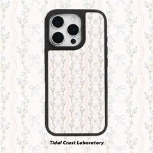 花柄デザインの可愛いスマホケース【iPhone対応・蝶結び・スムーズ仕上げ・黒フレーム】
