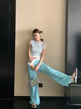 春夏向けブルーメッシュ半袖シャツ【タイトフィット・デザイン性あり】とストレートカーゴパンツ【個性的・絶妙なスタイル】（セットアップ対応）