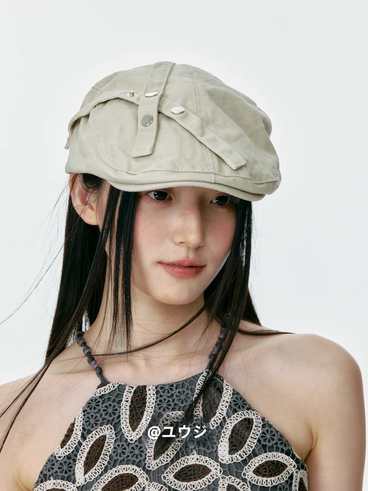 ハンチング ベレー帽 レディース クロスバンド ヴィンテージ ストリート 着回し 春夏秋 おしゃれ 短いつば