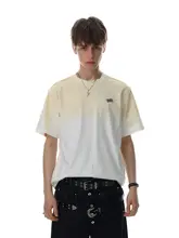 半袖Tシャツ メンズ アメリカン風 ヘビーオンス グラデーションプリント ウォッシュ加工 オーバーサイズ 上品 トップス 「MRNEARLY」