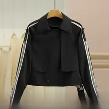 韓国風ダブルブレストトレンチコート【スリムフィット・秋用】