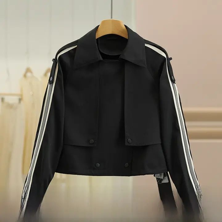 韓国風ダブルブレストトレンチコート【スリムフィット・秋用】