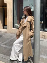 カラーデザインのトレンチコート【カーキ・秋用・中長丈】