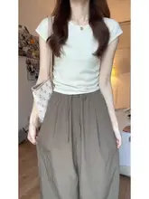 正肩デザインの短袖Tシャツ【春夏用・コットン100%・スリムフィット・女性用】