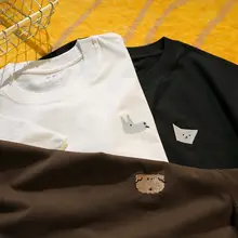 休闲刺绣半袖Tシャツ【コットン・ユニセックス・カジュアル】