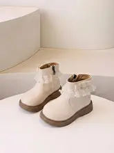 女の子用 マーチンブーツ【ネットポリエステルの縁飾り・パールデザイン・子供用ショートブーツ】
