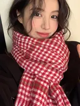 チェック柄マフラー【千鳥格子・カラー切り替え・フリンジ付き・冬用】