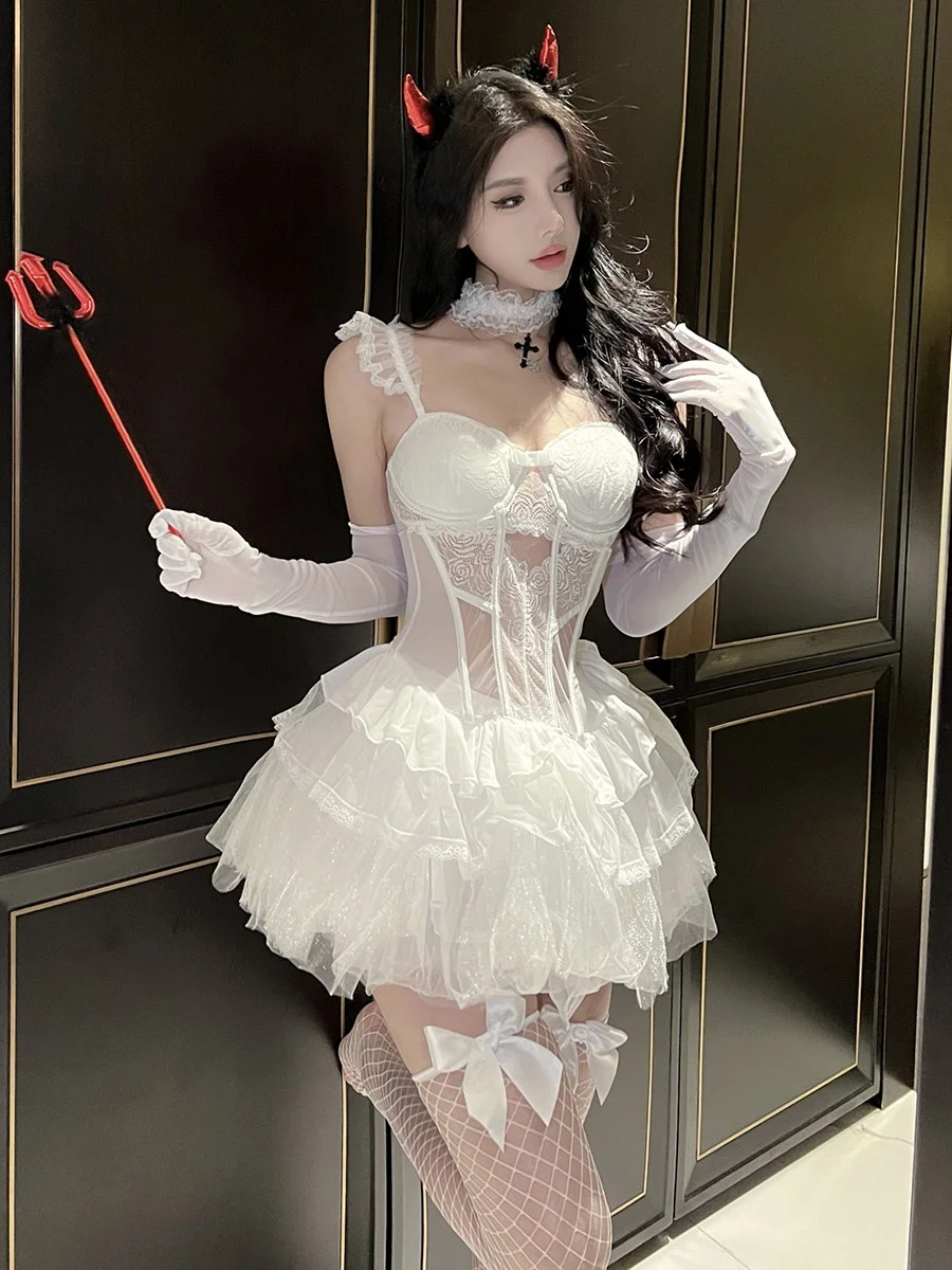 ハロウィンコスチューム セクシー悪魔風キャットガール制服：ダークスタイルでナイトパーティーに最適なファッション