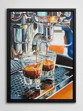 カフェ用インテリアポスター【壁掛けフレーム付き・コーヒーメーカー・バー用】