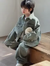 男の子用秋季デニムジャケットとパンツ【カジュアル・子供用】（セットアップ対応）