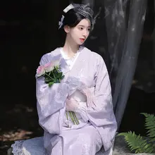 高級レースの大正ロマン風改良和服ドレス【淡い紫・ヴィンテージスタイル】