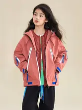 女児三合一アウトドアアウター【冬用・おしゃれ・厚手・取り外し可能・綿入り】（セットアップ対応）