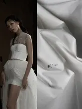 マット仕上げのドレス生地【100%コットン・サテン・厚手・ホワイト】