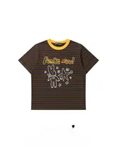半袖Tシャツ レディース ストライプ うさぎグラフィティ アメカジ ヴィンテージ カジュアル 甘辛MIX 夏