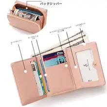 カートゥーンデザインの多機能折りたたみ財布【女子学生用・ファスナー付き・小銭入れ】