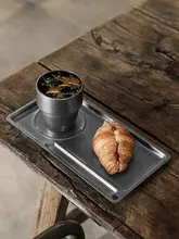 レトロスタイルの不锈鋼トレイ【カフェ用・ケーキ・スイーツ用・ヴィンテージ風】