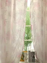 二重カーテン 寝室 バラ レース 田園スタイル ショートカーテン
