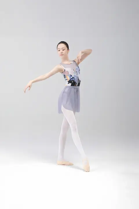 バレエダンス用の新作レディースレオタード【印刷デザイン・メッシュ切り替え】