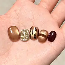 高級感ある豹柄キャットアイネイルチップ【ハンドメイド・短めデザイン・美白効果】
