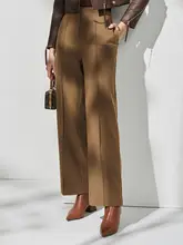 U.N.Q 秋冬用 高品質ウール混合ストレートロングパンツ【厚手・スリムフィット・女性用】