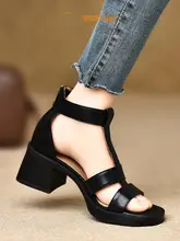 レトロローマ風サンダル【細ストラップ・本革・ハイヒール・防水・オープントゥ】（セットアップ対応）