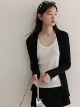 黒の中長丈長袖Tシャツ【レディース・カジュアル・UVカット】