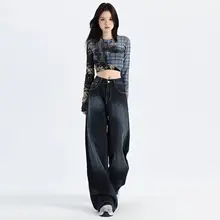 高腰フレアデニムパンツ【アメリカンヴィンテージスタイル・快適で スリムなデザイン・レディース】（セットアップ対応）