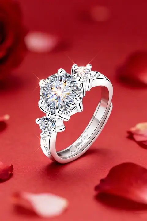 指輪 レディース シルバー999 モアッサナイト 2カラット 大粒 婚約指輪 結婚指輪 プロポーズ ペアリング