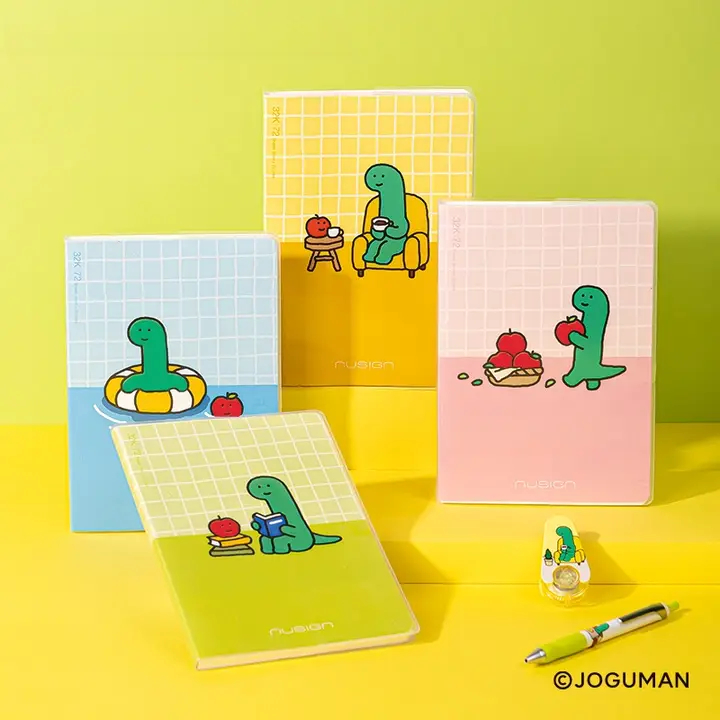 ノート 手帳 透明カバー 恐竜 イラスト 可愛い キッズ 男の子 厚手用紙 コンパクト おしゃれ 「Joguman」