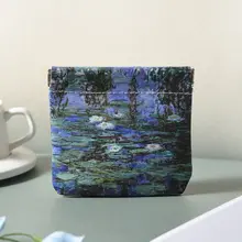 モネ風油絵化粧ポーチ【マチ付き・ポケット付き・ミニサイズ】（セットアップ対応）