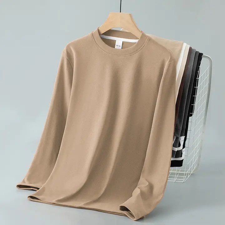 長袖Tシャツ【極上の柔らかさ・裏起毛・クルーネック・無地・暖かい】