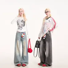 こなれた印象のウォッシュ加工デニムパンツ【ルーズフィット・ストレートレッグ】