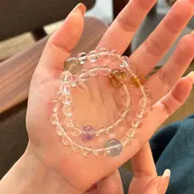 天然白水晶と海藍宝石のブレスレット【多宝・双圈デザイン】