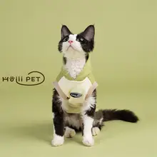 HOiii PET 秋冬用 ヴィンテージ風 配色 ノースリーブフード付きウェア【デボンレックス向け・柔らか素材】