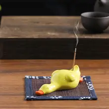 かわいい傾いた黄色のアヒル香立て【デスクトップ飾り・茶道用・香りトレイ】