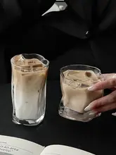不規則カップ 家庭用アイスアメリカーノラテウィスキージュース冷飲 ガラス製